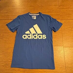 EUC Adidas Men's Royal Blue T-Shirt with White Front Screen-Sz Small